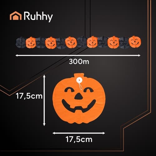 Halloween-kurpitsalyhty - 3m