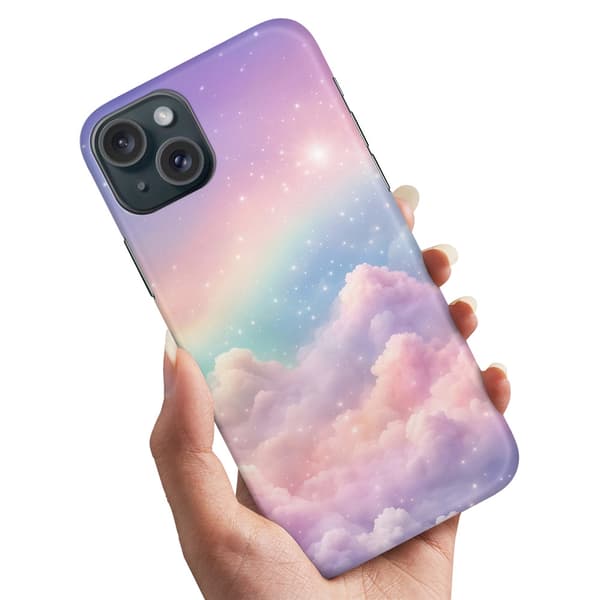 Cover / Mobilcover til iPhone 15 - Rainbow Clouds