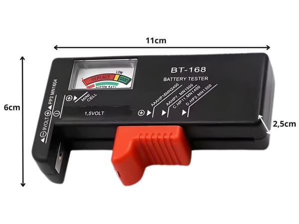 Batteritestare analog för AA AAA 9V C D