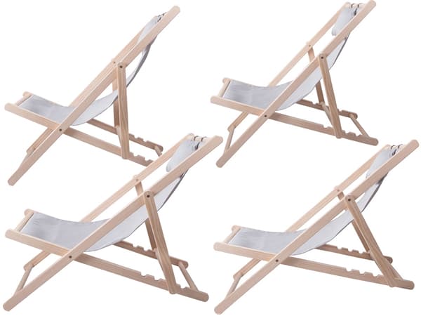 Trædækstole strandstole foldbare havehynder strandstol - Grå