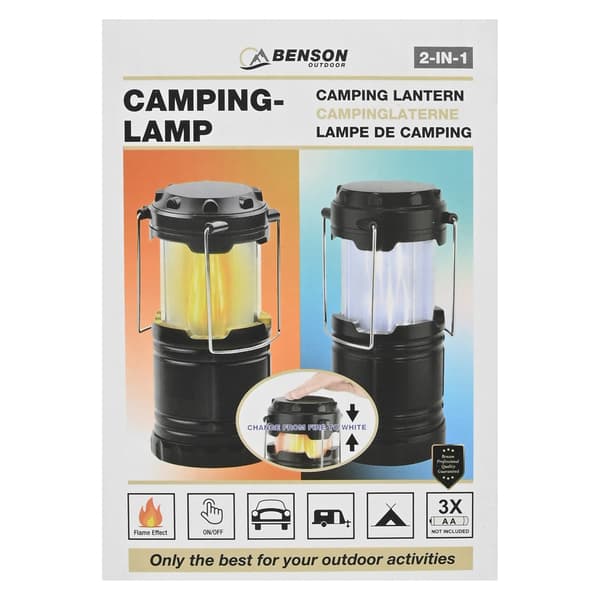 Campinglampe flammeeffekt 2-i-1