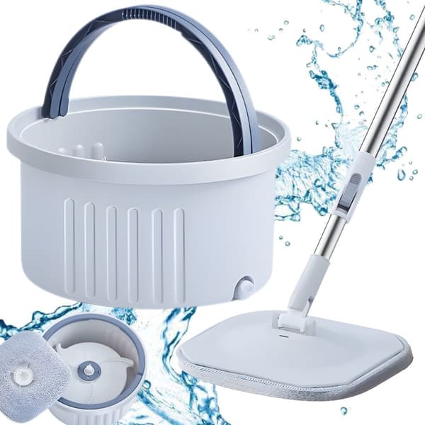 Flatmopp med hink - Roterande dräneringssystem och mikrofibermopp