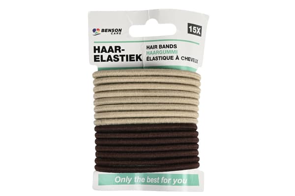 Hårband 15-pack beige/brun