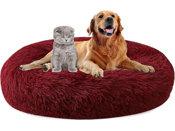 Fluffy hundeseng kattesengklær myk pute sofeseng 80cm