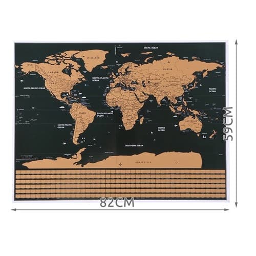 Kartta Scratchilla / Scratch Map / Maailmankartta - 82 x 59 cm