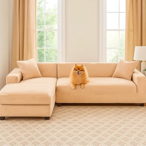 Sofatrekk Fløyel / Trekk til Sofa - 190-230cm - Beige