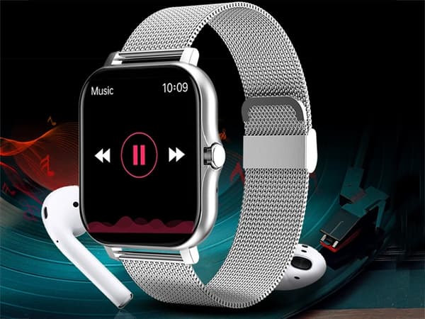 Smartklokke dame herre gummirem sport Bluetooth-samtale grå