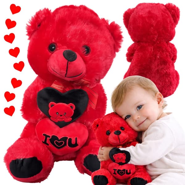 Bamse med hjerter 30 cm