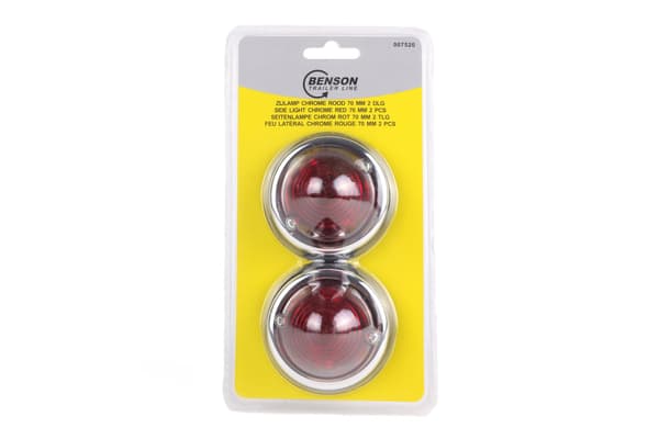 Sidelys krom rød 70 mm 2 stk E9