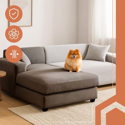 Sofföverdrag Sammet / Överdrag till Soffa - 145-185cm - LightGrey