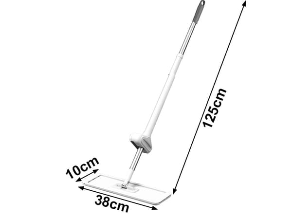 Flatmopp 125 cm - Sammenleggbar mikrofibermopp med skrape