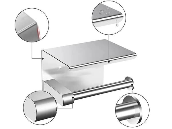 Toiletpapirholder med hylde - Loftdesign i stål