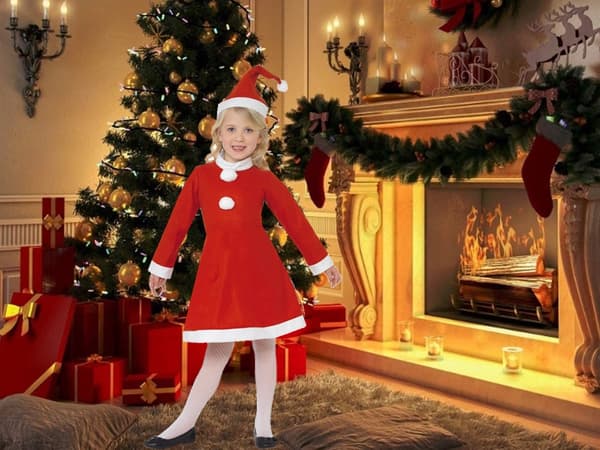 Julemandskostume til en pige med hat