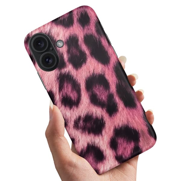 Cover / Mobilcover til iPhone 16 - Pink Leopard