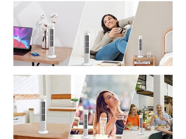 Tårnventilator med lampe - Bladløs bordventilator