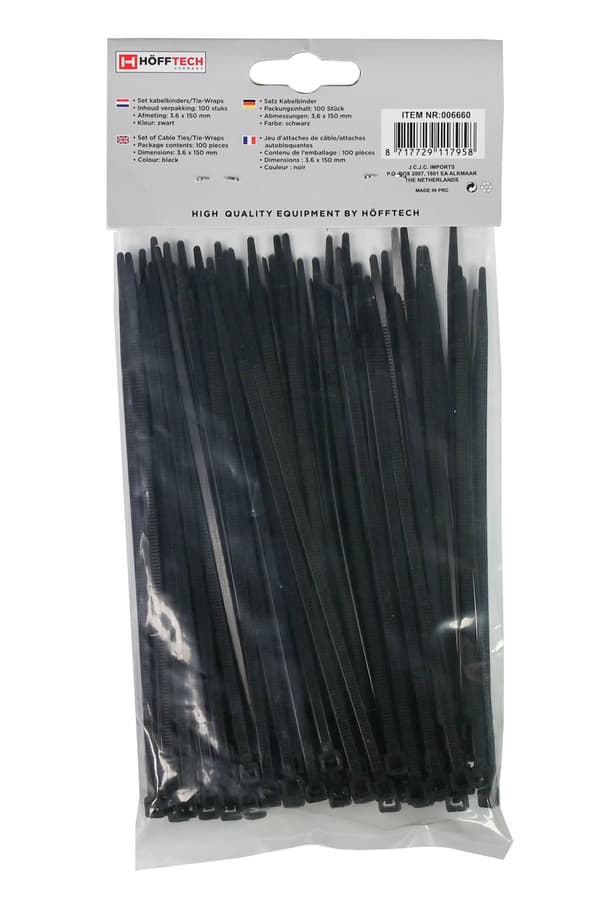 Kabelbinder 3.6 x 150 mm 100 stk sort