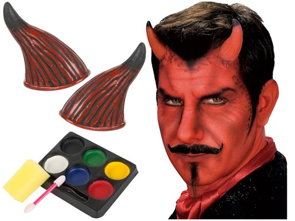 Face makeup devil kit för halloween makeup horn förklädnad