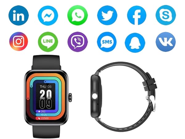 Smartwatch dame herre gummirem sport Bluetooth-opkald sort