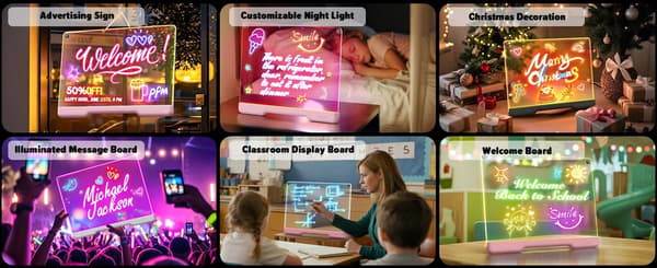 LED piirustusalusta / Ilmoitustaulu - Yövalo