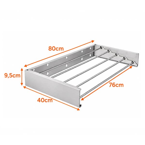 Hopfällbart torkställ 80 cm – Väggmonterat - 1-Pack