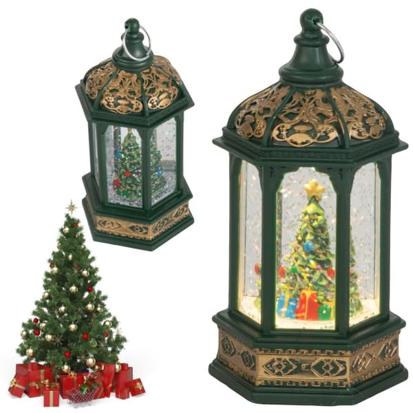 LED-lykt juletre dekorasjon med glitter