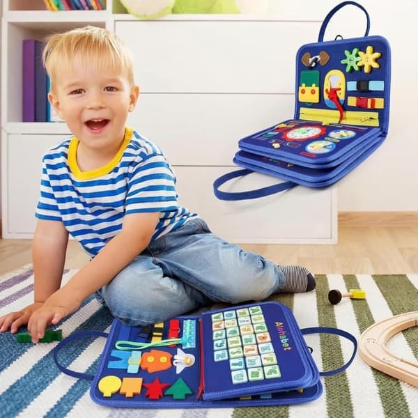 Montessori Aktivitetsbok för Barn - 8 sidor - Blue