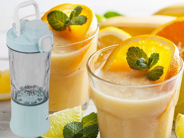 Bærbar USB trådløs smoothieblender, isknuser, blå - Blå