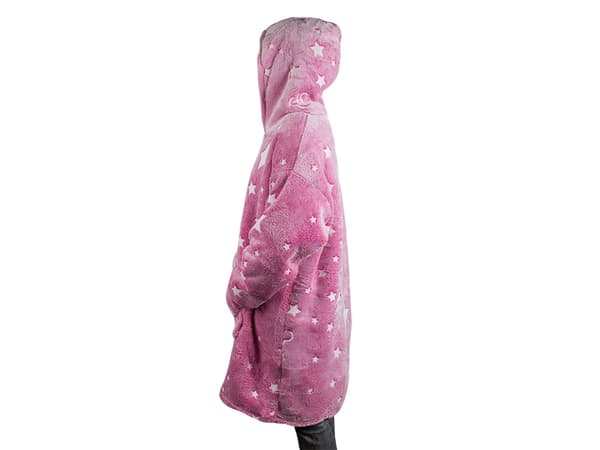 Oversized Hoodie med Hætte - Tæppe - Pink