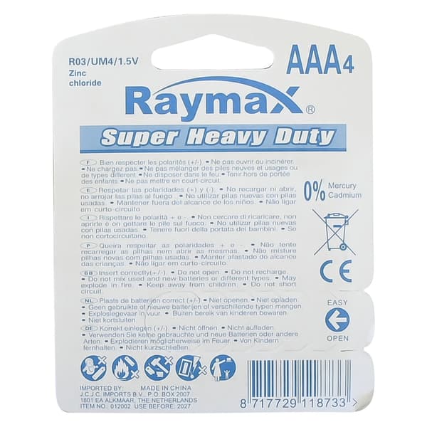 Batteri Raymax AAA 4 st zink