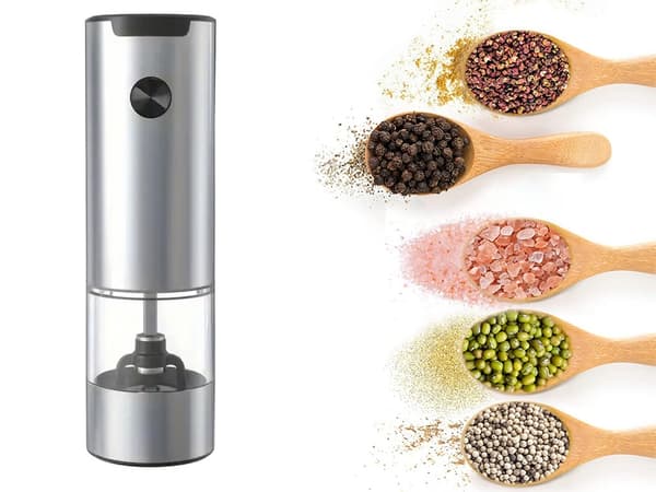 Elektrisk salt- och pepparkvarn med justerbar grovhetskontroll