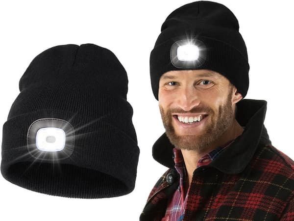 Vinterlue med LED - Svart USB, 3 lysmoduser