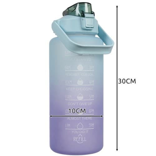 Vattenflaska med Sugrör & Tidsmarkör - 2L