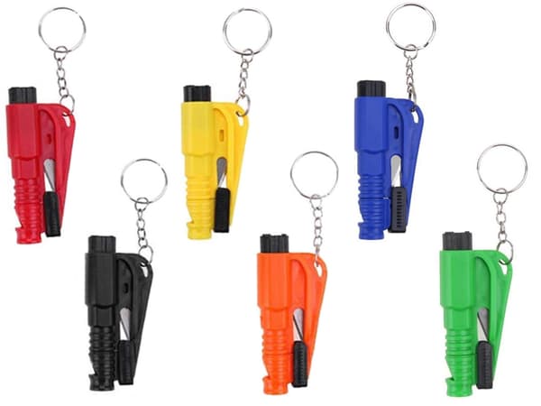 Sikkerhetshammer med Nøkkelring - Beltekutter & vindusknuser - 2-Pack