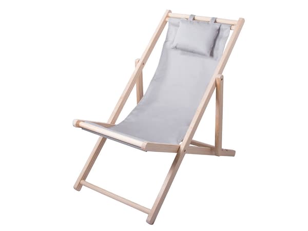 Trædækstole strandstole foldbare havehynder strandstol - Grå