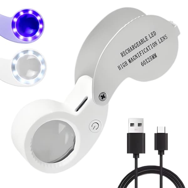 Forstørrelsesglass LED USB oppladbart 60x