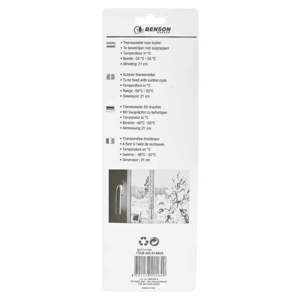 Termometer med sugkopp utomhus vit 21 cm