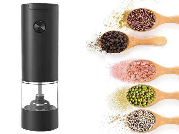 Elektrisk salt- och pepparkvarn med justerbar grovhetskontroll