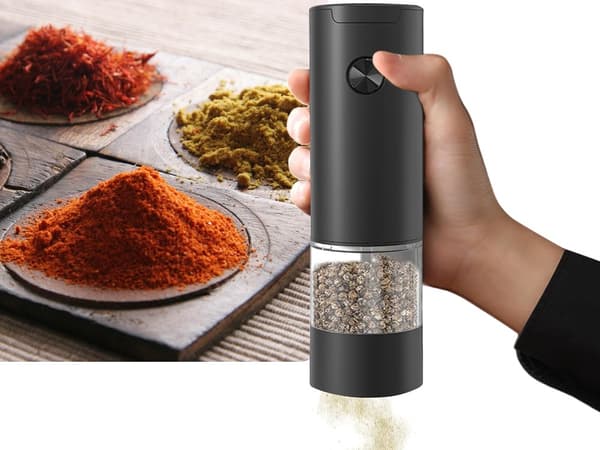 Elektrisk salt- och pepparkvarn med justerbar grovhetskontroll