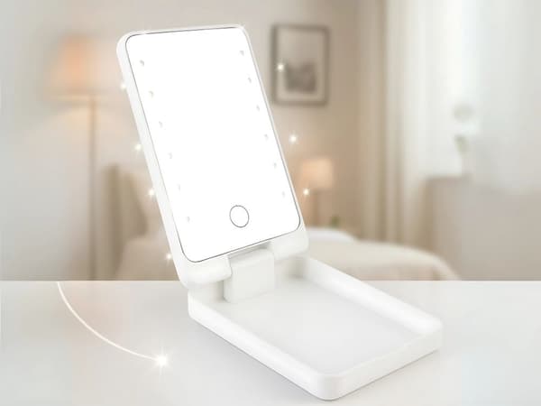 Sminkespeil LED sammenleggbart reise