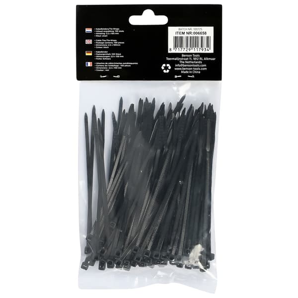 Kabelbinder 2.5 x 100 mm 100 stk sort