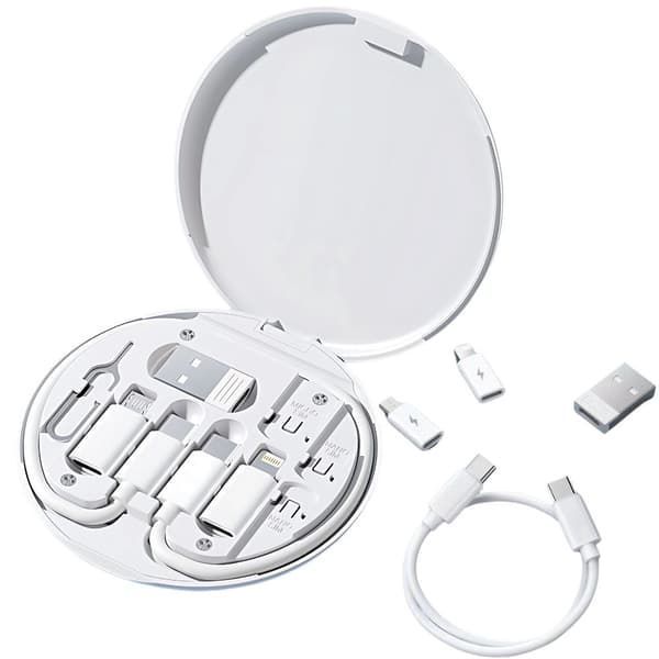 5-i-1 adapterkit USB-C Micro-USB Type A telefonetui - Hvid