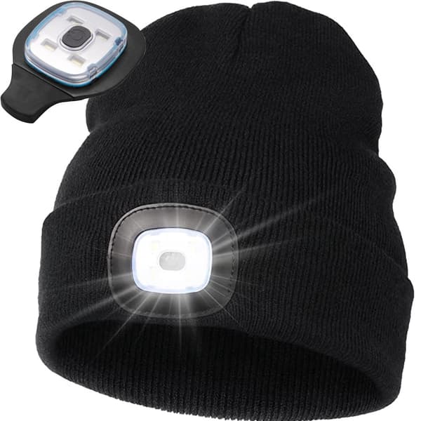 Vinterhue med LED - Sort USB, 3 lystilstande