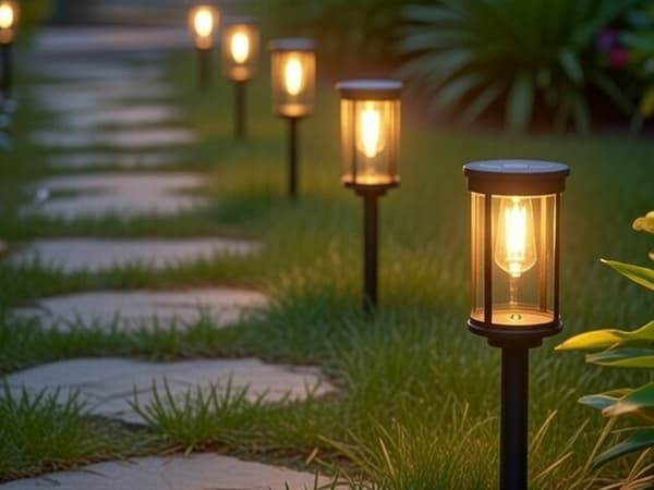 Solcellslampa LED stolpe varmvit