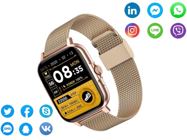 Smartklokke dame herre gummirem sport Bluetooth-samtale gull
