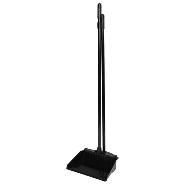 Sopskyffel och borste med skaft svart