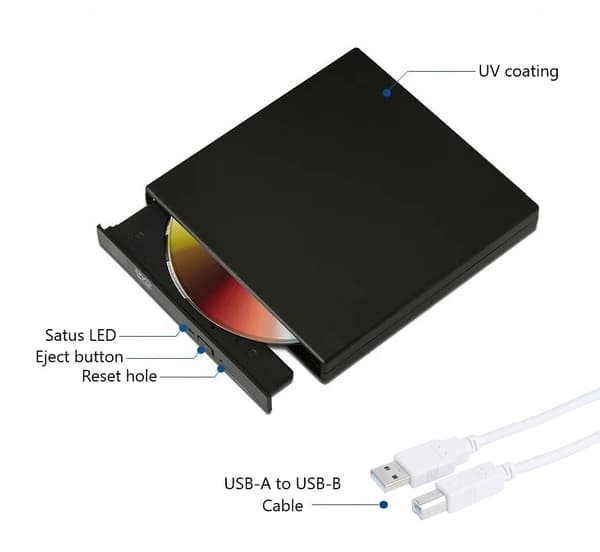 Extern DVD/CD-Brännare USB 2.0 Slim för Dator