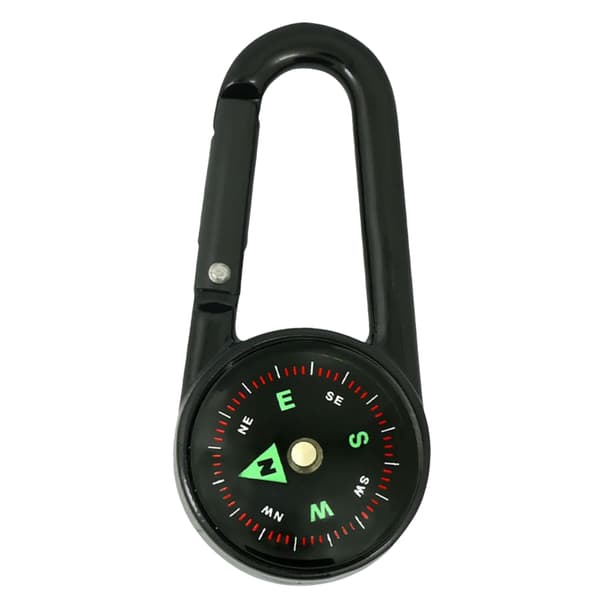 Kompass fluorescerande med karbinhake termometer nyckelring
