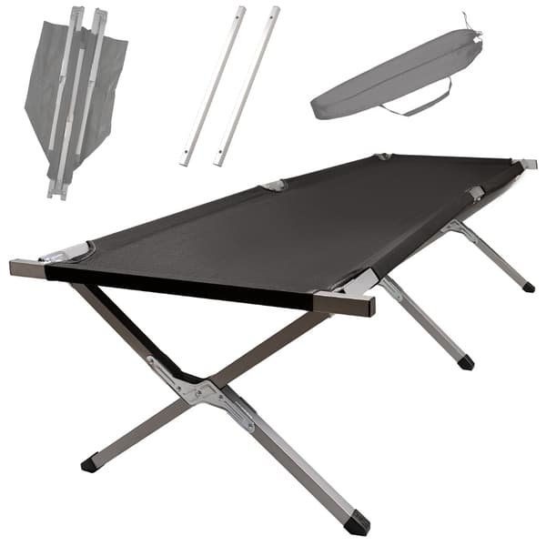 Solseng / Campingseng - Sammenklappelig - Sort