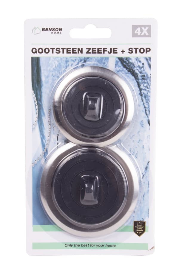 Si og prop rustfrit stål 4-pak