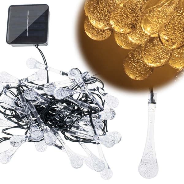 LED Girlang Istappar - Solcell - 6.5m - Varmvit